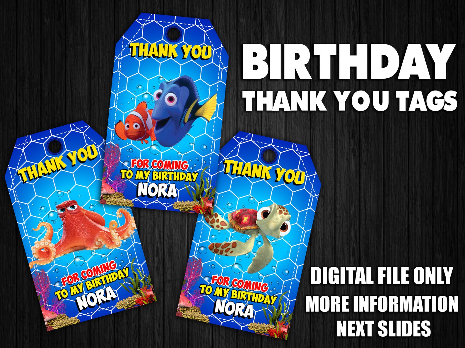Finding Dory Birthday Thank You Tags Finding Dory Thank You | Etsy
