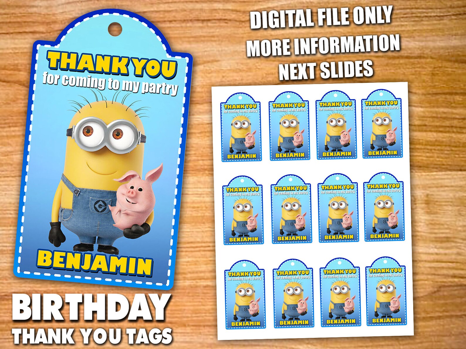 Minions Birthday Thank You Tags Minions Thank You Tags | Etsy