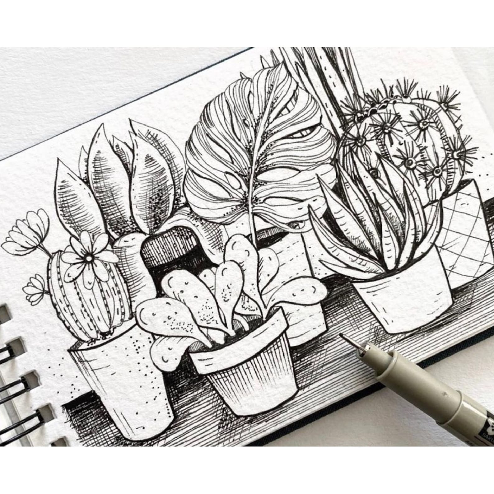 Potted Plants Pencil Drawing Pencil Plants Print House - Etsy