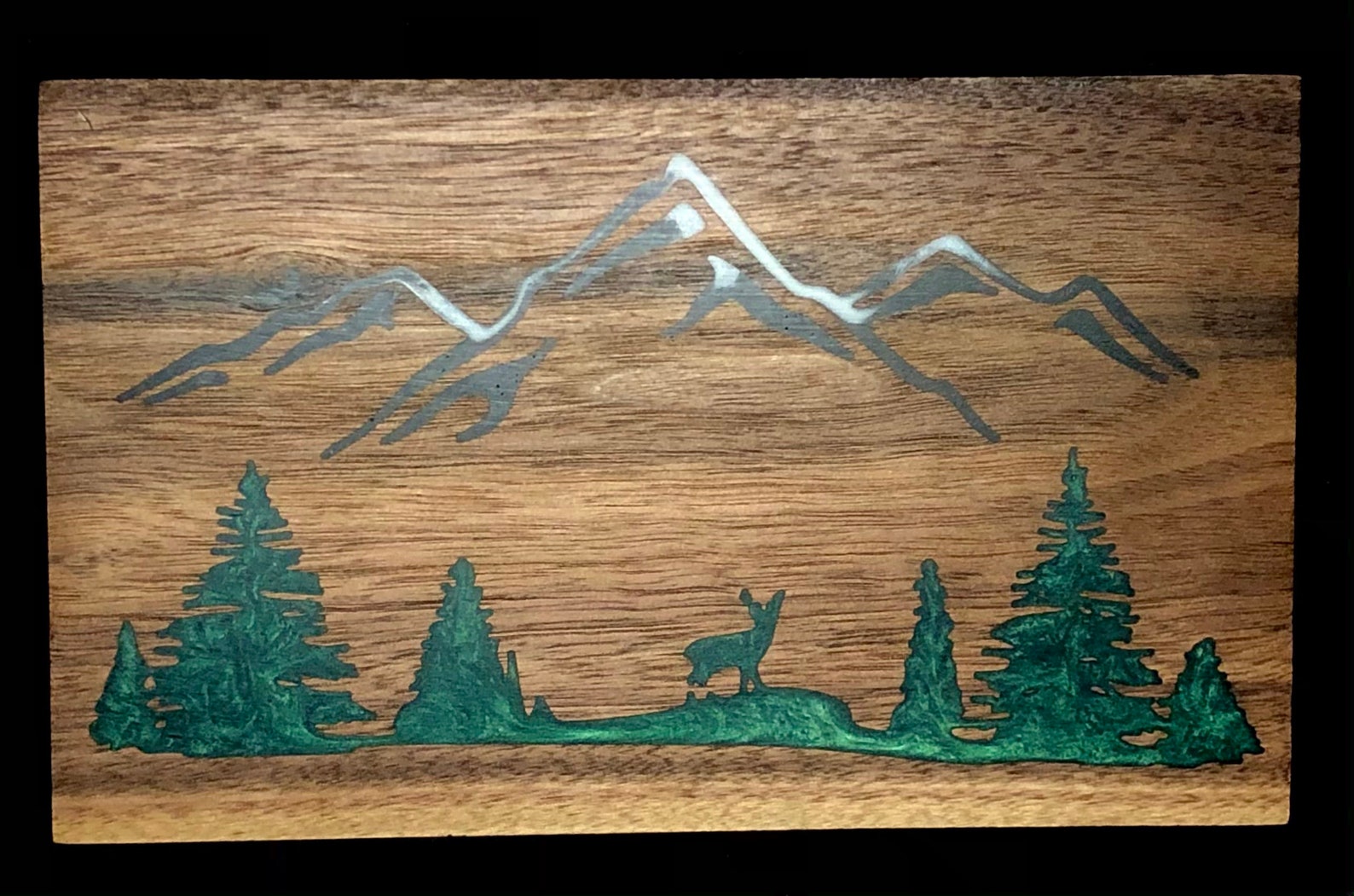Mountain Forest Epoxy Wood Sign Wall Art Etsy