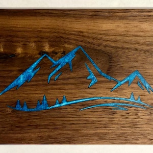 Mountains Epoxy Wood Sign