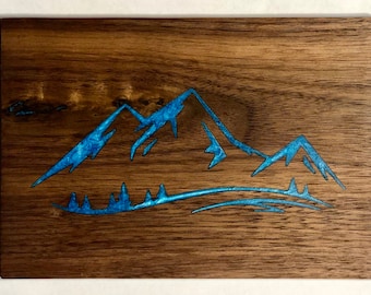 Berge Epoxy Holzschild