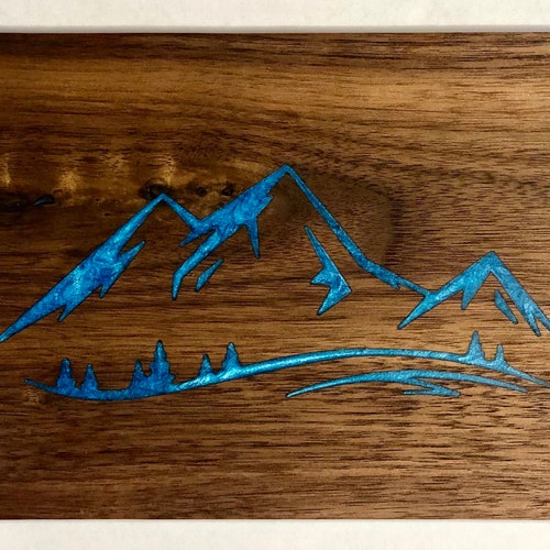 Mountains Epoxy Wood Sign Etsy