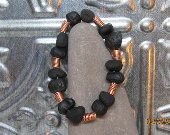 Raw Saffordite (Cinta Mani) Energy Bracelet w/ Handmade Copper Spring Spacers. 14 Stones = 24 grams. Very High Vibrational Healing Bracelet.