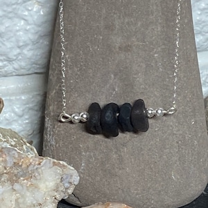 Four Stone Saffordite (Cintamani) Sterling Silver Pendant with 925 Silver beads on Sterling Silver chain. High Vibrational Healing Stone.