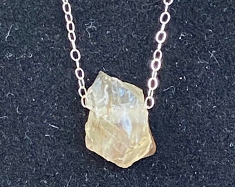 Natural Raw Oregon Sunstone Beaded Pendant on a .925 Sterling Silver Chain Necklace. Healing Stone Necklace. 2.6 Gram Stone.