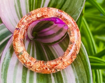 Real Copper Flakes Resin ring size 6