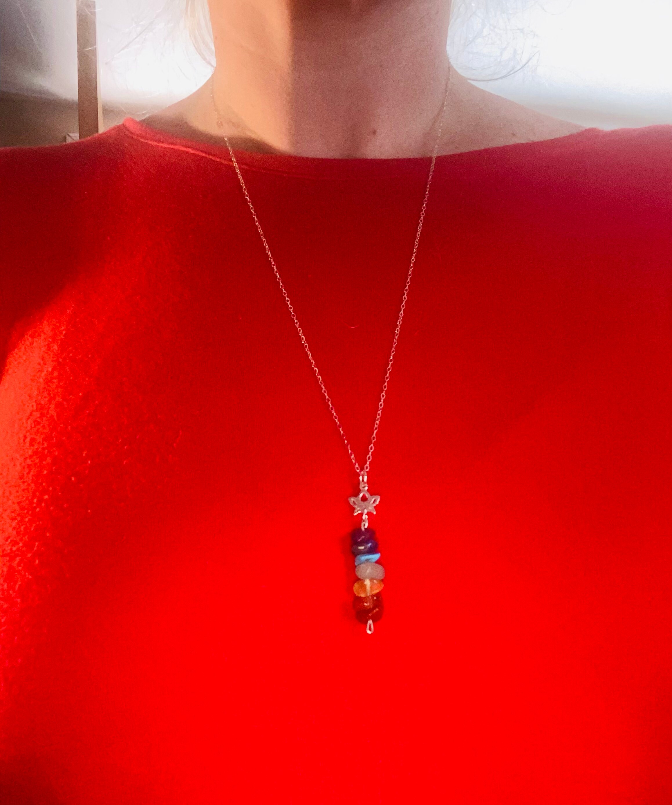 Collana chakra in argento Sterling ciondolo chakra 7 chakra collana yoga collana colorata a strati guarigione 7 chakra buona fortuna equilibrio energetico meditazione collana chakra gioielli regalo