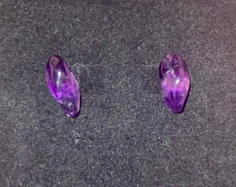 Natural Amethyst Gemstone Sterling Silver Post Earrings Purple Healing Stone Pair