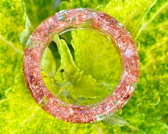 Real Copper Flakes Resin ring size 8.5