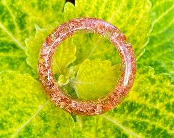 Real Copper Flakes Resin ring size 7.5