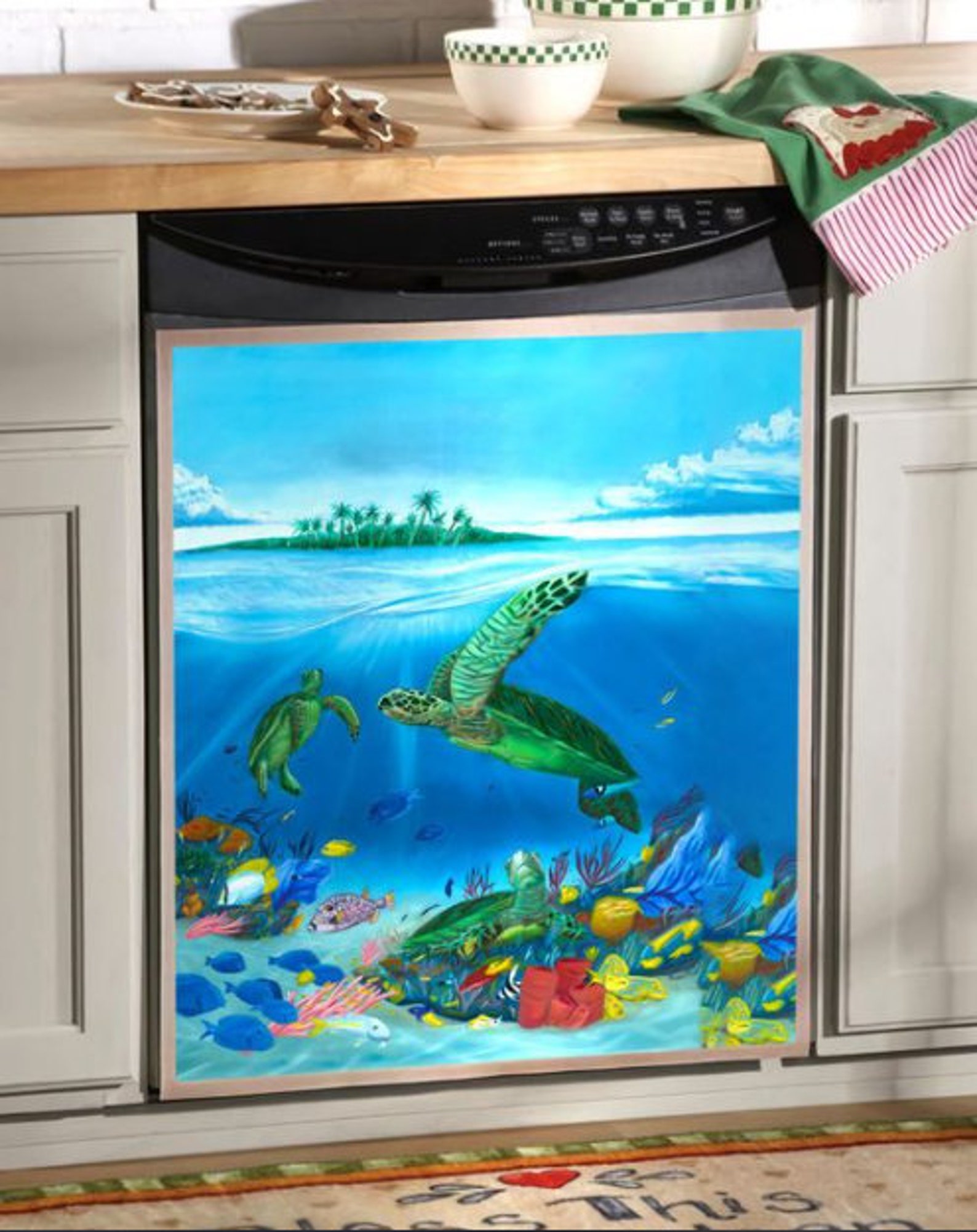 Sea Turtle Large Ocean Decor Kitchen Dishwasher Cover Etsy