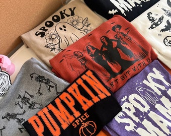 Halloween Mystery Tees | Mystery Crewneck | Solid Color Mystery Tees | Solid Color Mystery Crewnecks | Spooky Season Outfit | Halloween Tops
