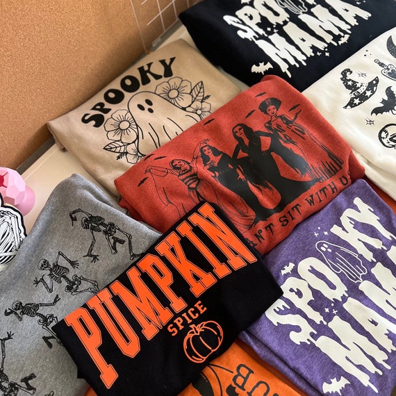 Halloween Mystery Tees | Mystery Crewneck | Solid Color Mystery Tees | Solid Color Mystery Crewnecks | Spooky Season Outfit | Halloween Tops