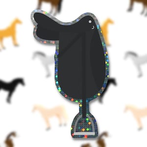 Glitter Dressage Saddle Sticker, Gift for Equestrian, Horse Sticker, Gift for Horse Lover, Dressage Horse Gift, Gift for Dressage Rider