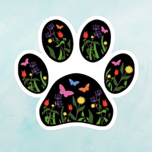 Paw Print Sticker, Waterproof Dog Sticker, Dog Paw, Weatherproof Dog Paw Sticker, Vinyl, Floral Decal, Gift for Dog Lover, Gift for Dog Mom