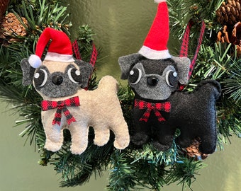 Pug Christmas Ornament, Pug Holiday Ornament, Gift for Pug Lover, Pug Christmas Gift, Dog Christmas Gift, Gift for Dog Lover, Santa Pug