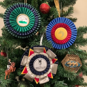Horse Show Ribbon Ornament, Christmas Gift For Equestrian, Rosette Ornament, Gift for Horse Lovers, Horse Show Gift, Horse Show Award, Pony