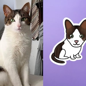 Custom Cat Sticker, Cat Lover Gift, Cat Stickers, Custom Pet Portrait, Pet Portrait, Gift for Cat Lover, Vinyl Stickers, Custom Cat, Cat Art