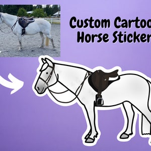 Custom Horse Sticker, Cartoon Horse Art, Personalized Horse, Gift for Equestrian, Gift for Horse Lover, Horse Art, Equestrian Sticker, Vinyl