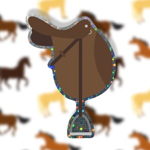 English Saddle Sticker, Glitter Saddle Sticker, Hunter Jumper, Show Jumping, Gift for Equestrian, Gift for Horse Lover, Equitation Sticker