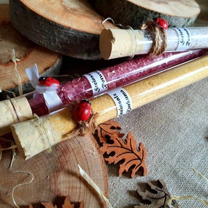 Herbal salts in cute test tubes, salt sticks, different types to try out, souvenirs