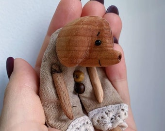 Natural Wood Toy Sculpture Elephant Carved Figure Figure Animal