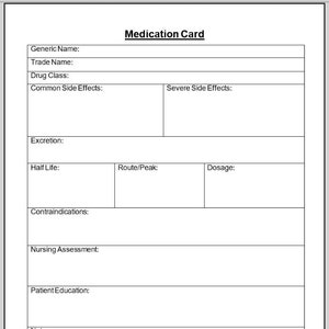 Medicatiekaart Farmacologie Med Card