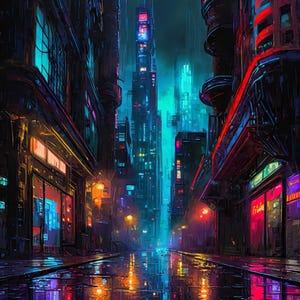 Cyberpunk City Landscapes| JPG Bundle | Instant High Resolution 300ppi | Download For Commercial Use | Digital Art