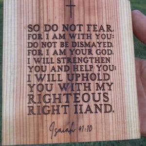 Isaiah 41:10 Bible Verse Wood Sign | Christian Home Decor | Laser Engraved Scripture Wall Art | Religious Gift | Faith Inspirational Plaque