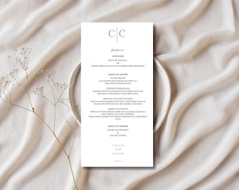 Elegantes Black & White-Hochzeitsmenü | Vollständig bearbeitbare Canva-Vorlage