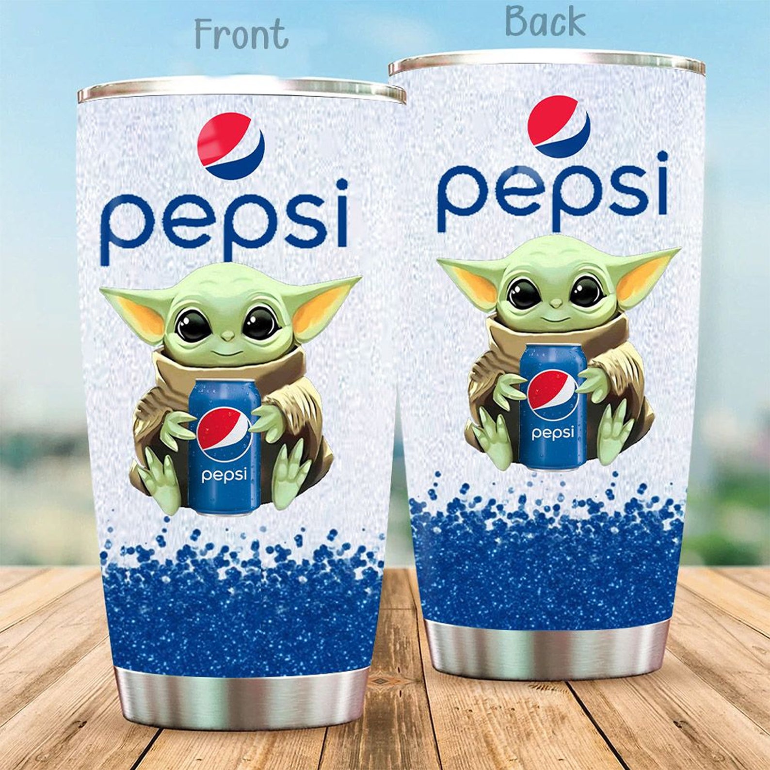 Star Wars Baby Yoda Pepsi Stainless Steel Tumbler Baby Yoda | Etsy