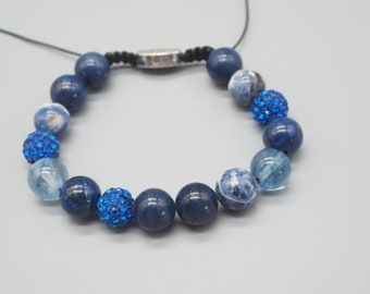 Vintage Lapis Lazuli Sodalite Crystal Gemstone Bracelet