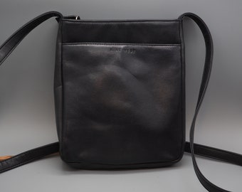 Schwarze Leder Handtasche, Vintage Lederhandtasche schwarz - Nine West