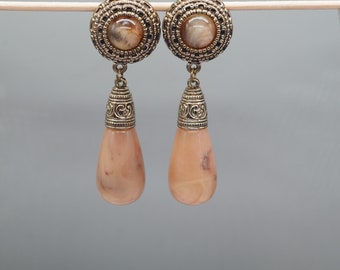 Pendientes de clip Vintage Lucite, metal dorado