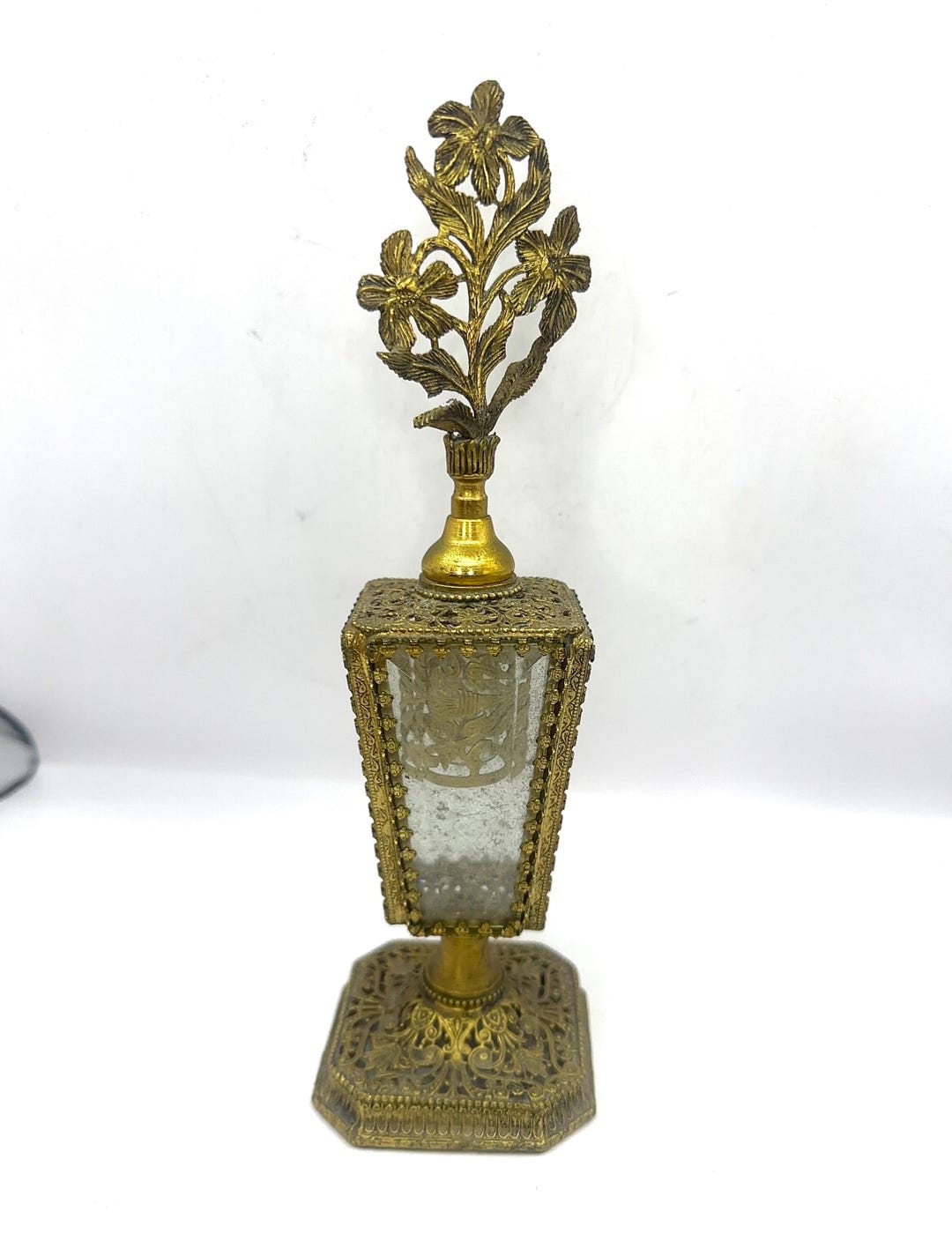 Vintage Brass Perfume Bottle With Dipping Glass Stick - Etsy