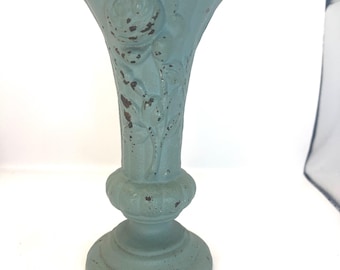 Vintage Cast Iron Vase Approximately 7 inches tall