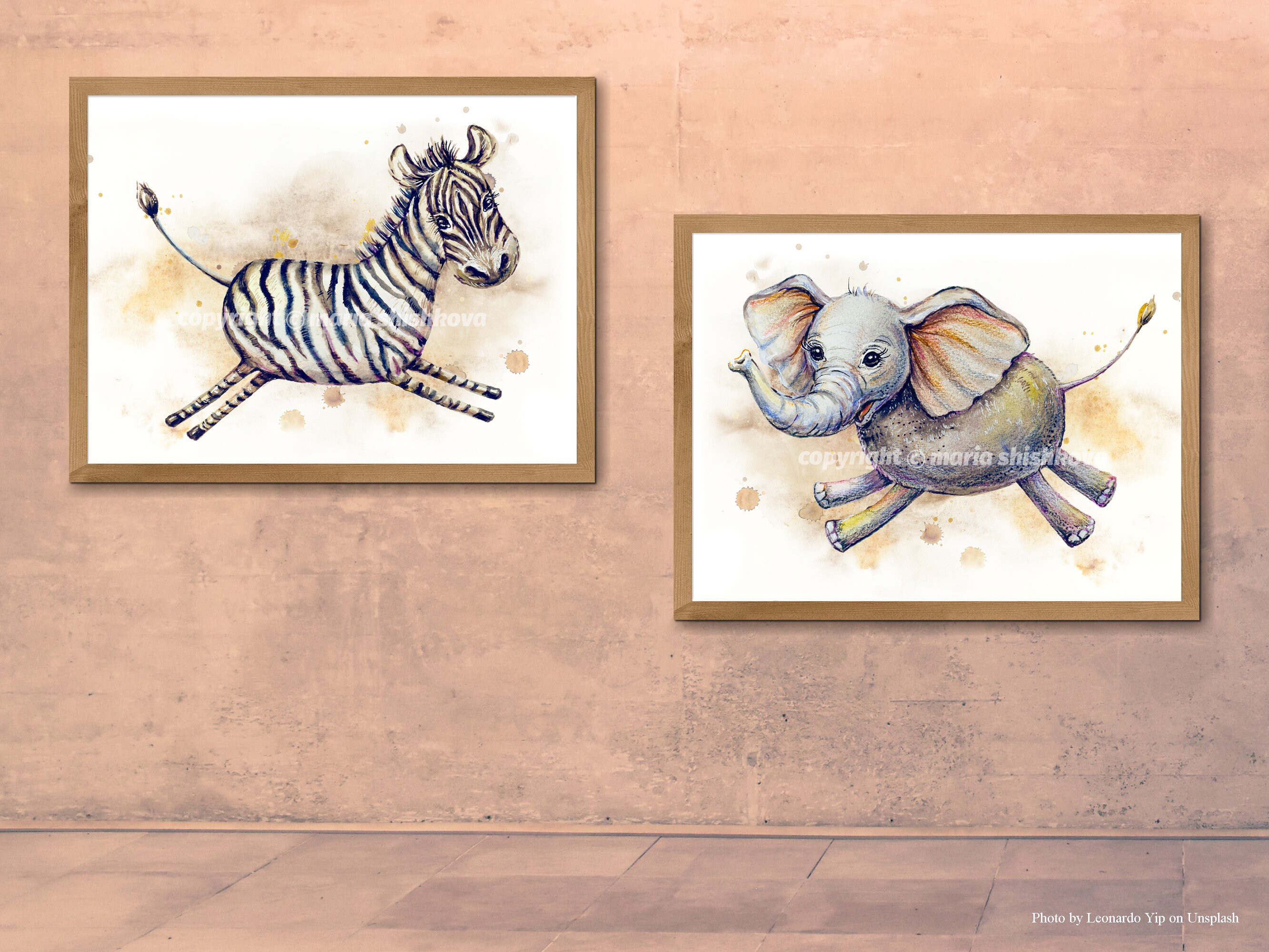 Funny Animal Prints Set of 2 Prints for Kids Room Cute Etsy