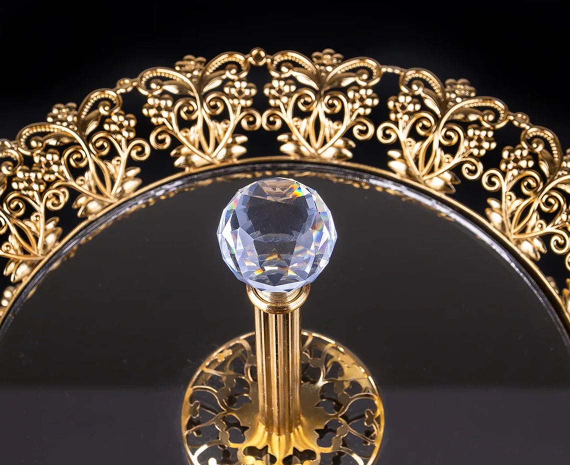 Gold Round Mirrored Tier Serving Stand Image 2