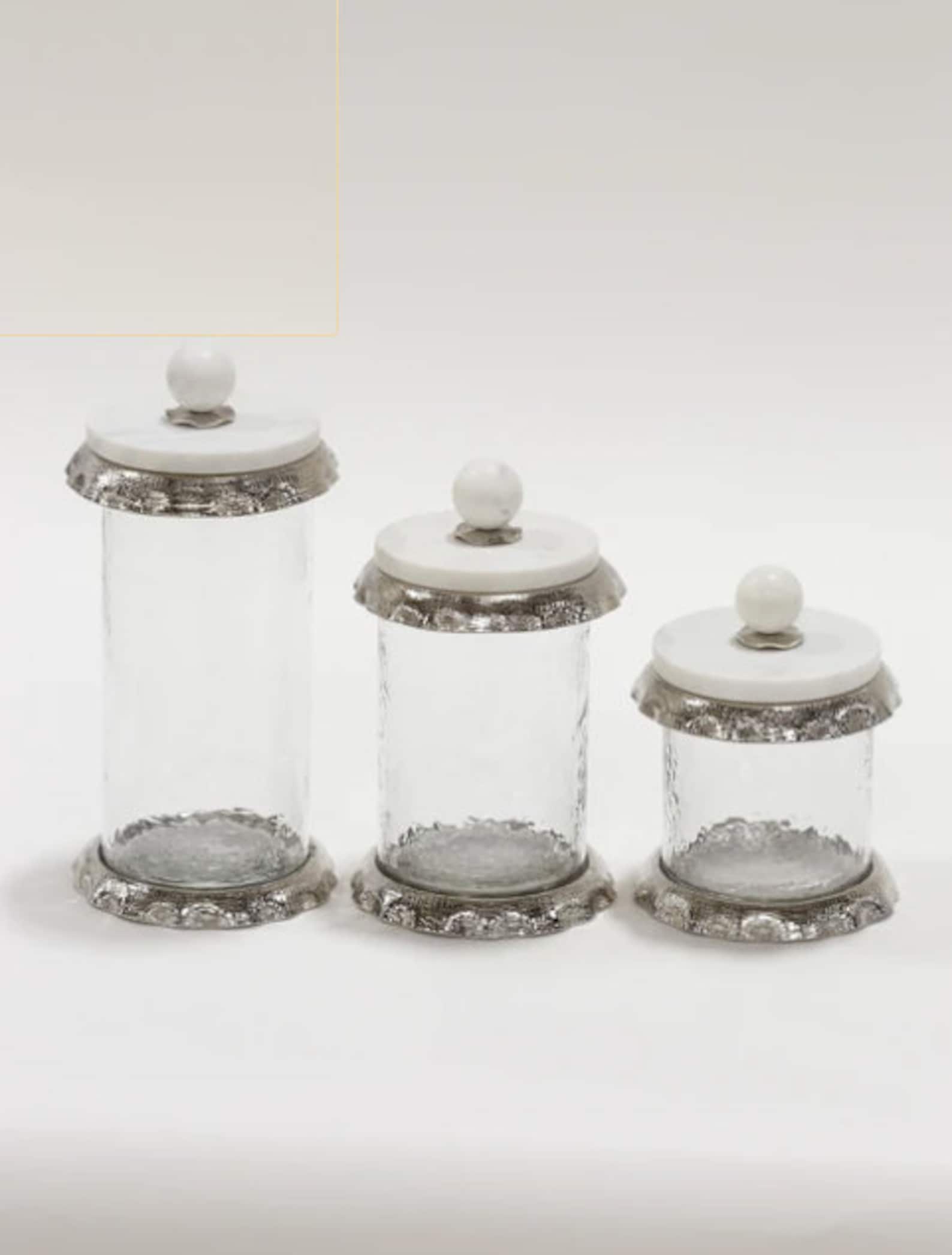 Marble and Silver hammered Canisters Etsy