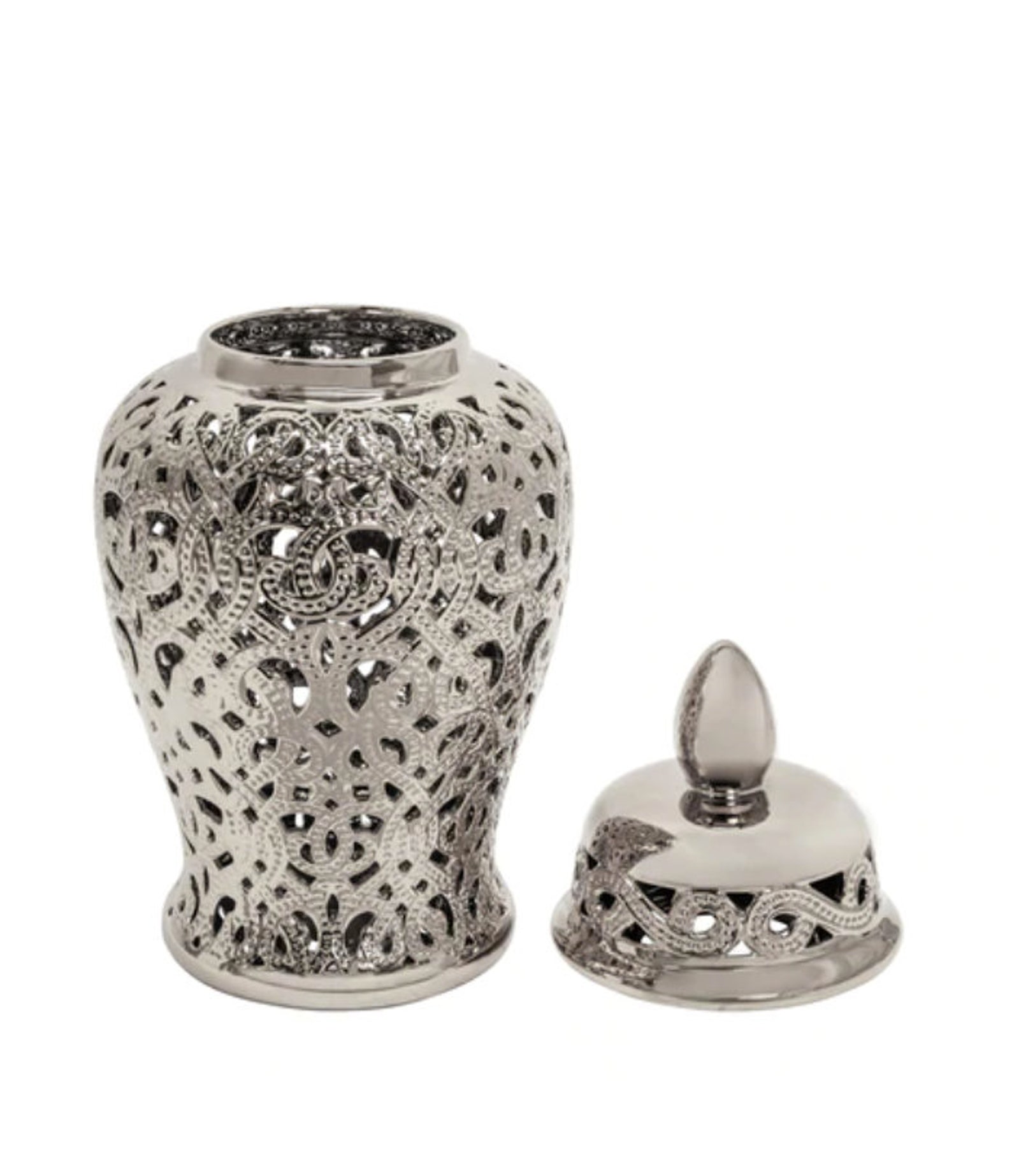 Large Silver Beaded Ginger Jar 18' Etsy