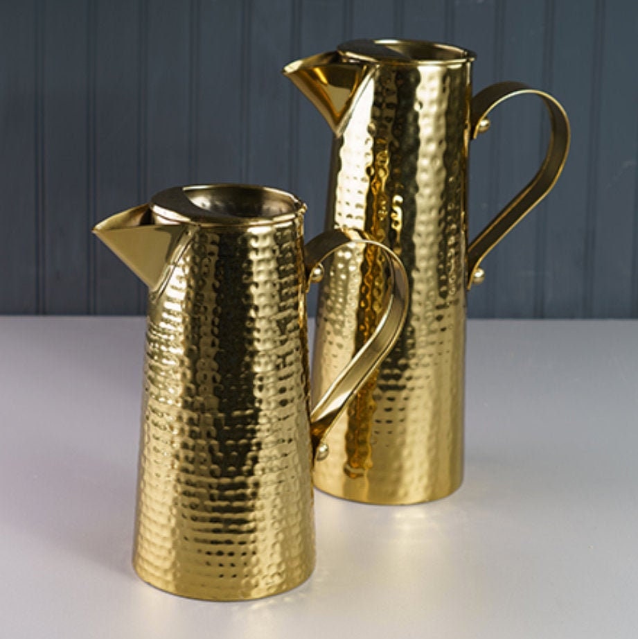 Gold Hammered Textured Pitcher Etsy