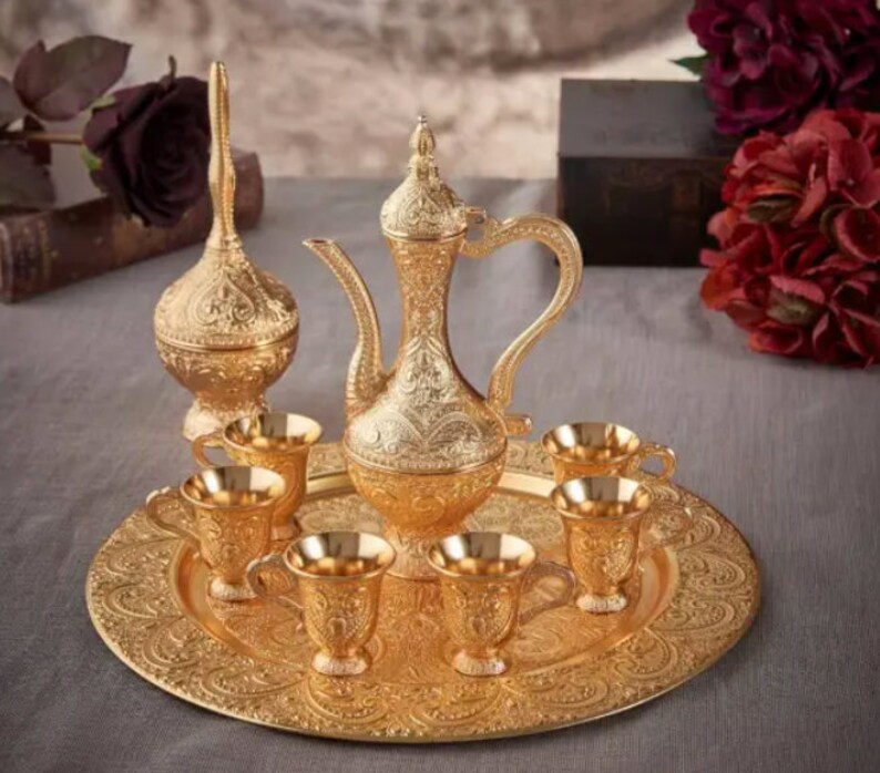 Gold Moroccan Tea Cups Set Etsy