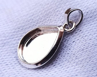 4x6 to 21x14 Pear Shape Thick Bezel Pendant 2mm deep Bezel,Good for Resin work,925 Silver Pendants,Blank Silver Bezel, Back open/close