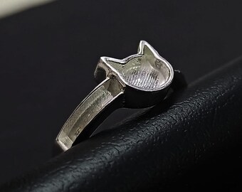 7mm Cat Face Ring, Good for Ashes Work Resin Work,925 Sterling