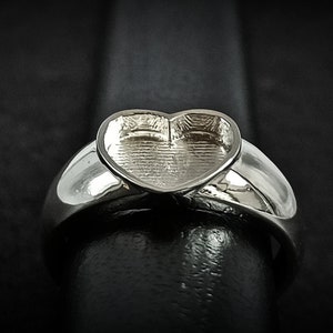 9mm Heart Shape Blank Bezel 925 Sterling Silver Ring, Good for Resin Work.