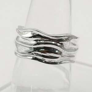 11mm Wide Uneven Shape Solid Band Ring, 925 Sterling Silver Ring.