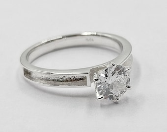 925 Sterling Solid Silver 6mm Round Zircon with Blank Bezel on band, Good for Resin Work. All color zircon available.