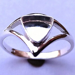 4mm-18mm Triangle 2mm deep Bezel ring,unique design,for GemStone Setting,925 Sterling Silver Ring,Blank Bezel,Handmade Ring,Back open/close image 1