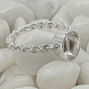 925 Sterling Solid Silver Designer Band ring with 7x9mm Oval shape Blank Bezel, Good for Resin & Ashes Work.